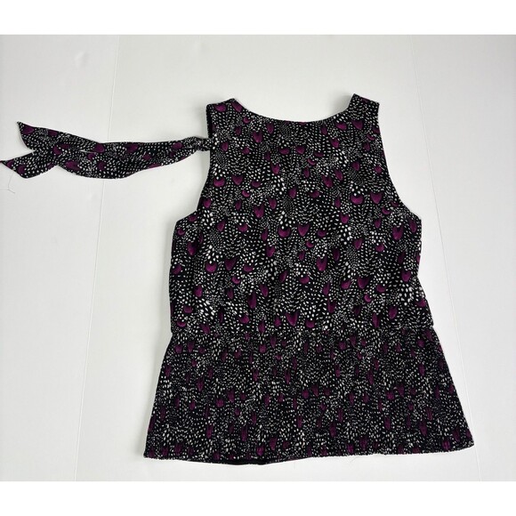 White House Black Market Lined Sleeveless Ruffle Layers Peacock Tie Shirt Top~L - Picture 2 of 5